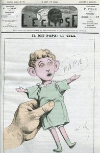 Karikatur av Napoleon Eugene Louis Bonaparte (1856-1879), sønn av Napoleon III. Omslag i "" L