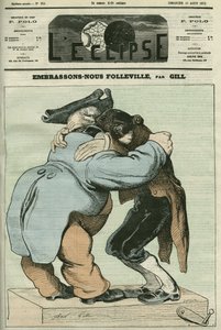 Tegneserie "We Kiss Folleville", vaudeville av Eugene Labiche (1815-1888) og Auguste Lefranc (1814-1878). Omslag i "" L