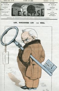 Tegneserie av Adolphe Thiers (1797-1877), fransk statsmann. Omslag i "" L