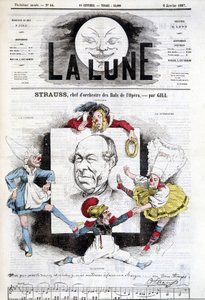 Tegneserie av Johann Strauss jr. (1825-1899) i "Månen", 6. januar av Andre Gill