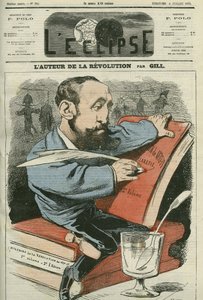 Tegneserie av Jules Claretie (1840-1913), fransk romanforfatter, dramatiker og kritiker. Omslag i "" L