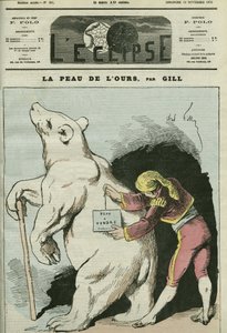 Tegneserie av "The skin of the bear, skin for sale", med referanse til politikere som anses å være selgere. Omslag i "" L