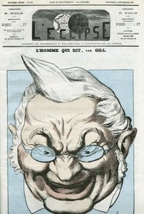 Tegneserie av "" mannen som ler"", Adolphe Thiers (1797-1877), fransk politiker. Omslag i "" L