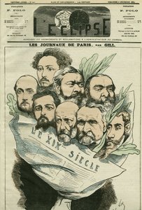 Tegneserie av teamet til avisen "" Le XIXe siècle"", regissert av Edmont About (1828-?), en fransk mann med bokstaver. Omslag i "" L