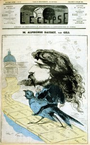 Tegneserie om Alphonse Daudet og det franske akademiet - av Gill, i "" L