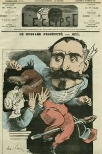 Tegneserie "" husaren forfølger (av Marianne som gjør nesen), Monsieur de Saint-Genest (Saint Genest). Cover i "" The Eclipse"" av Gill, 29. november av Andre Gill