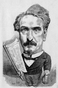 Drawing by Andre Gill representing Henri Rochefort (1831-1913) French journalist and politician, In “” The Illustrous World” av Andre Gill