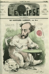 Gustave Lambert, fransk oppdagelsesreisende og vitenskapsmann. Omslag i "" L'Eclipse"" av Gill, 27. juni