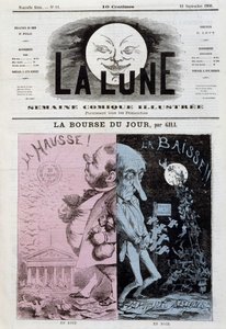 Børsen: stige og fall - av Gill, i "" The Moon"" av 16.09.1866 av Andre Gill