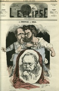 Les Peuples, med Clement Duvernois (1836-1879), Pierre-Joseph Proudhon (1809-1865) og Jules Valles (1832-1885), forfattere og politikere. Omslag i "" L