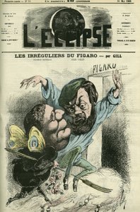 The Irregulars of the Figaro kom inn i dagboken til Charles Monselet (1825-1888) og Jules Valles (1832-1885). Cover i "The Eclipse"" av Gill, mai av Andre Gill