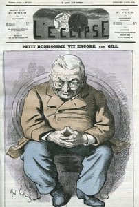 Lille mann lever fortsatt, tegneserie av Adolphe Thiers (1797-1877), fransk statsmann. Omslag i "" L'Eclipse"" av Gill, 8. juni av Andre Gill
