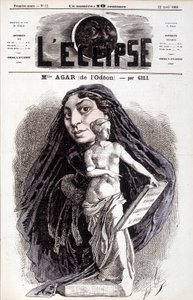 Mademoiselle Agar (fra Odéon) skuespillerinne ved det franske akademiet. Tegning av Gill in the Eclipse av Andre Gill
