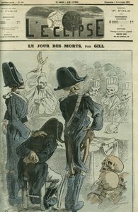 På de dødes dag ble Napoleon III (1808-1873) dommer foran en skjelettforsamling for nederlaget til Sedan. Omslag i "" L