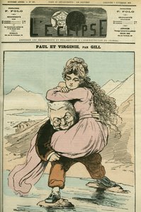 Portrett av Adolphe Thiers (1797-1877), fransk historiker og politiker, representert i "Paul et Virginie" (Republikken). Omslag i "" L