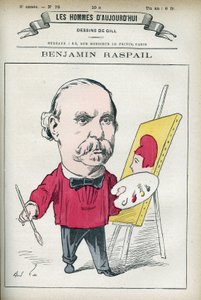 Portrett av Benjamin Raspail (1823-1899), en fransk maler og politiker, han var opphavet til loven som gjorde 14. juli til nasjonal fridag. Tegneserie av Gill, Paris.