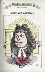 Portrett av Constant Coquelin (1841-1909), fransk teaterskuespiller. Karikatur av Gill, Paris. av Andre Gill