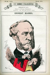 Portrett av Ernest Hamel (1826-1898), fransk advokat og politiker. Tegneserie av Gill, i «Les Homme d