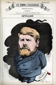 Portrett av Eugene Spuller (1835-1896), fransk politiker og advokat. Tegneserie av Gill, i «Les Homme d