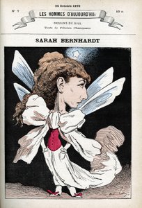 Portrett av Henriette Rosine Bernard dit Sarah Bernhardt (1844-1923), fransk teaterskuespillerinne. Tegneserie av Gill, Paris. av Andre Gill