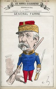 Portrett av Jean Joseph Frederic Albert Farre (1816-1887), en fransk soldat, han ble utnevnt til general i 1870 og krigsminister. Tegneserie av Gill, Paris. av Andre Gill