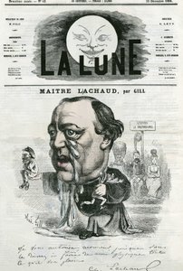 Portrett av Maitre Charles Lachaud (1817-1882), fransk advokat. Tegneserie av Gill, i "" La Lune", 23. desember av Andre Gill
