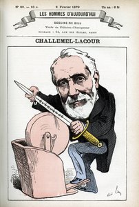 Portrett av Paul-Armand Challemel-Lacour (1827-1896), politiker, diplomat og historiker av fransk filosofi. Tegneserie av Gill, i «Les Homme d