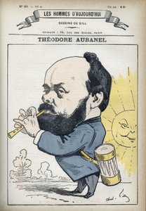 Portrett av Theodore Aubanel (1829-1886), fransk skriver og provençalsk poet. Tegneserie av Gill, Paris. av Andre Gill