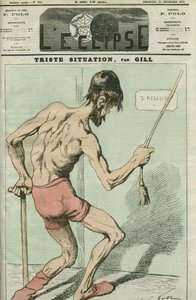 Trist situasjon, karikatur av en syk person som leter etter "en god grunnlov". Omslag i "" L