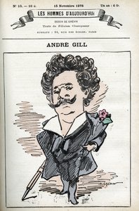 Selvportrett av Andre Gill (1840-1885), fransk tegneserieskaper og illustratør. Tegneserie i «Men of Today» av Andre Gill