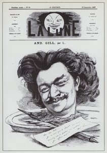 Selvportrett av den franske karikaturisten Andre Gill (litho) av Andre Gill