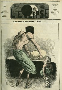 Kongenes kake, en petri pastaen, den andre holder feberen. Omslag i "" L'Eclipse"" av Gill, 9. januar av Andre Gill