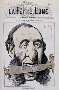 Pepperkakemessen, en fremtredende amatør: Karikatur av Jules Ferry antiklerical - i "Den lille månen""