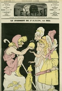 Dommen av Paris, som velger republikken til imperiet og monarkiet. Omslag i "" L'Eclipse"" av Gill, 16. mai av Andre Gill