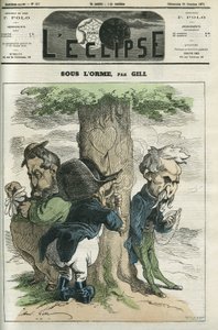Under almen venter Napoleon III, Emile Ollivier, disse er hovedaktørene i Sedans nederlag. Omslag i "" L