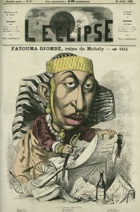 Zombe-Fatoum (Zombe-Fatoum) (1836-1878), dronning av Moheli på Komorene, besøker Frankrike i -Fatima). Cover i "The Eclipse"" av Gill, juli av Andre Gill