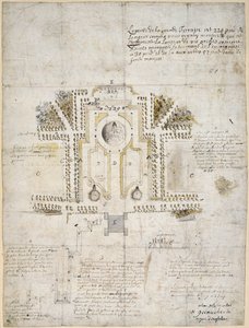 Design for landskapsforming av hagen og parken ved Queen's House, Greenwich, 1662 (penn, blekk og vask)