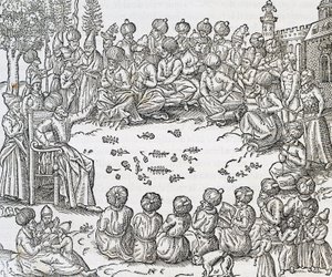 Møte mellom tyrkere og arabere, Marokko, gravering fra Universal Cosmology, av Andre Thevet (1504-1592), Paris av Andre Thevet