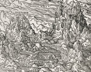 Fjellregion Sinai, gravering av Andre Thevet (1504-1592), Paris, Frankrike av Andre Thevet