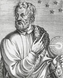 Portrett av Christopher Columbus (1451-1506), italiensk navigatør, gravering fra The True Portraits and Lives of Illustrious Men av Andre Thevet