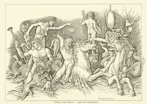 Battle of the Tritons (gravering) av Andrea (after) Mantegna