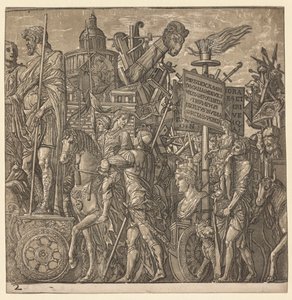 The Triumph of Julius Caesar: Kolossale statuer og beleiringsutstyr, 1593-99. av Andrea Andreani