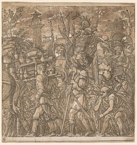The Triumph of Julius Caesar: Soldiers Carrying Vases and Trophys of War av Andrea Andreani
