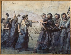 The Daughter of Jefta (akvarell) indisk blekktegning, cm. 31 x 23,5. av Andrea Becchi