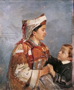 Kone i albansk drakt, av Andrea Cefaly (1827-1907) av Andrea Cefaly