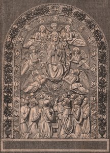 Assumption of Virgin, av verkstedet til Andrea della Robbia (1435-1525 eller 1528), Pinacoteca di Citta di Castello, Umbria, Italia, tresnitt fra Le cento citta d
