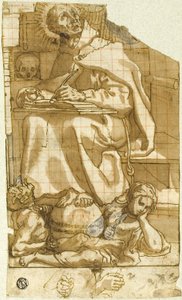 Saint Romuald eller Saint Augustine i hans studie