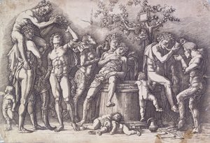 En Bacchanal med en vinpresse, ca. 1475 av Andrea Mantegna