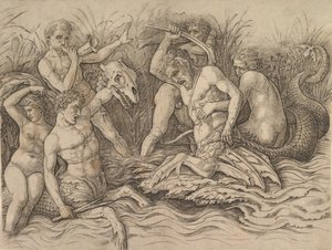 Battle of the Sea Gods Høyre del av en frise, ca. 1485-88. av Andrea Mantegna