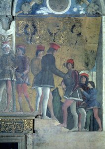 Courtiers fra hoffet til Marchese Ludovico Gonzaga III av Mantua, fra Camera degli Sposi eller Camera Picta, 1465-74 freskomaleri av 78449 av Andrea Mantegna